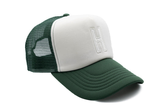 Dark Green & White Letter Trucker Hat - BIG FRENCHIES