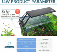 Hygger Clip On Aquarium LED Light 24/7 Timer 7 Colors 7-20in Tank 12W/ 14W