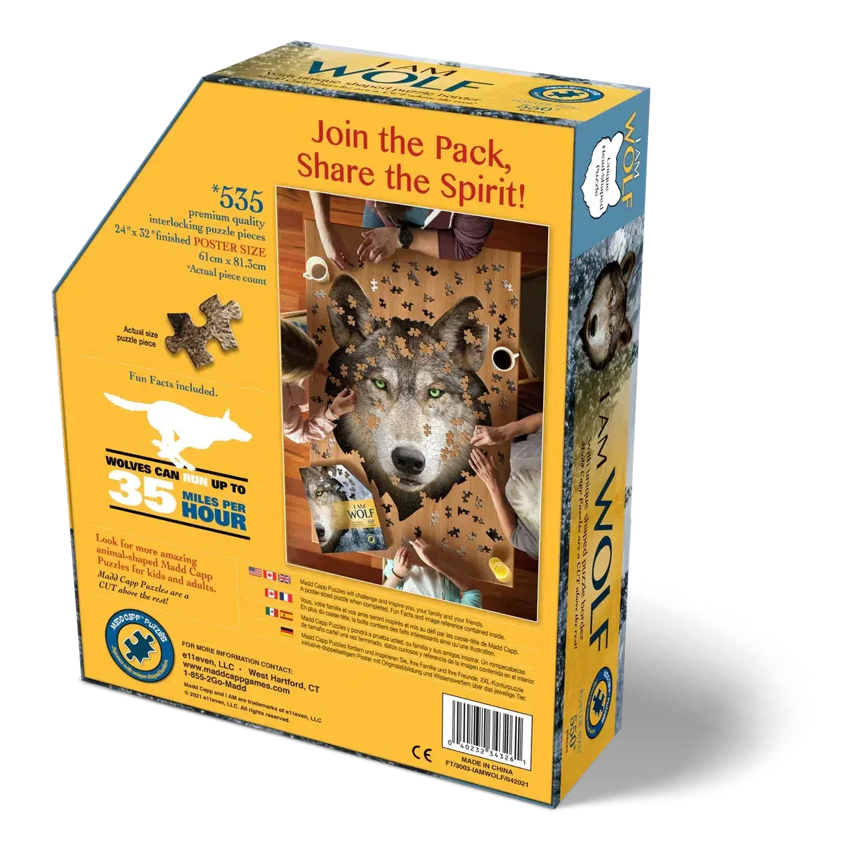 I Am Blue Wolf 550 Piece Head Shaped Jigsaw Puzzle Madd Capp - BIG FRENCHIES