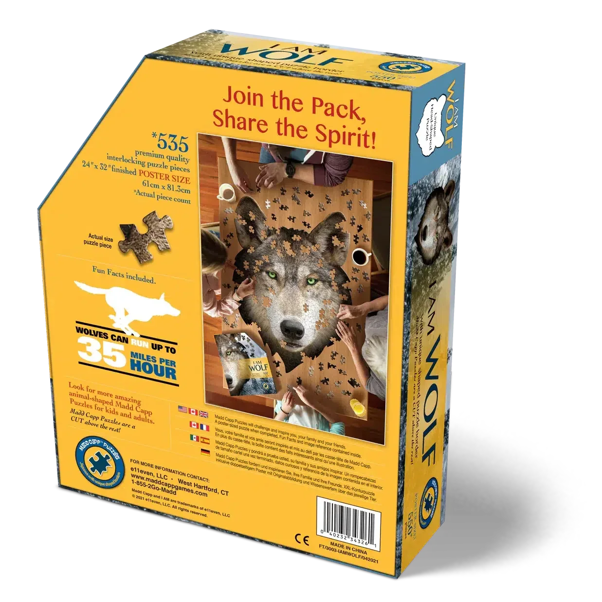 I Am Blue Wolf 550 Piece Head Shaped Jigsaw Puzzle Madd Capp - BIG FRENCHIES