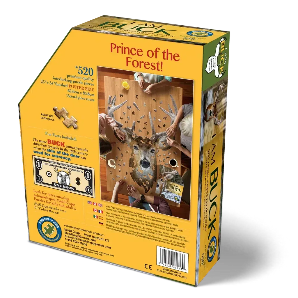 I Am Buck 550 Piece Head Shaped Jigsaw Puzzle Madd Capp - BIG FRENCHIES