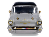 1957 Chevrolet Bel Air Lowrider Gray with Black Top and Gold Accents 1/64 Diecast Model Car by IXO Models