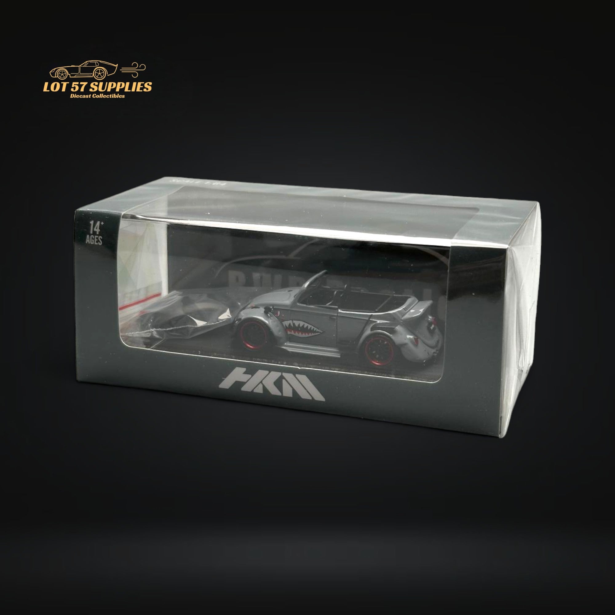 HKM Model VW Beetle Convertible Grey Shark Mouth 1:64