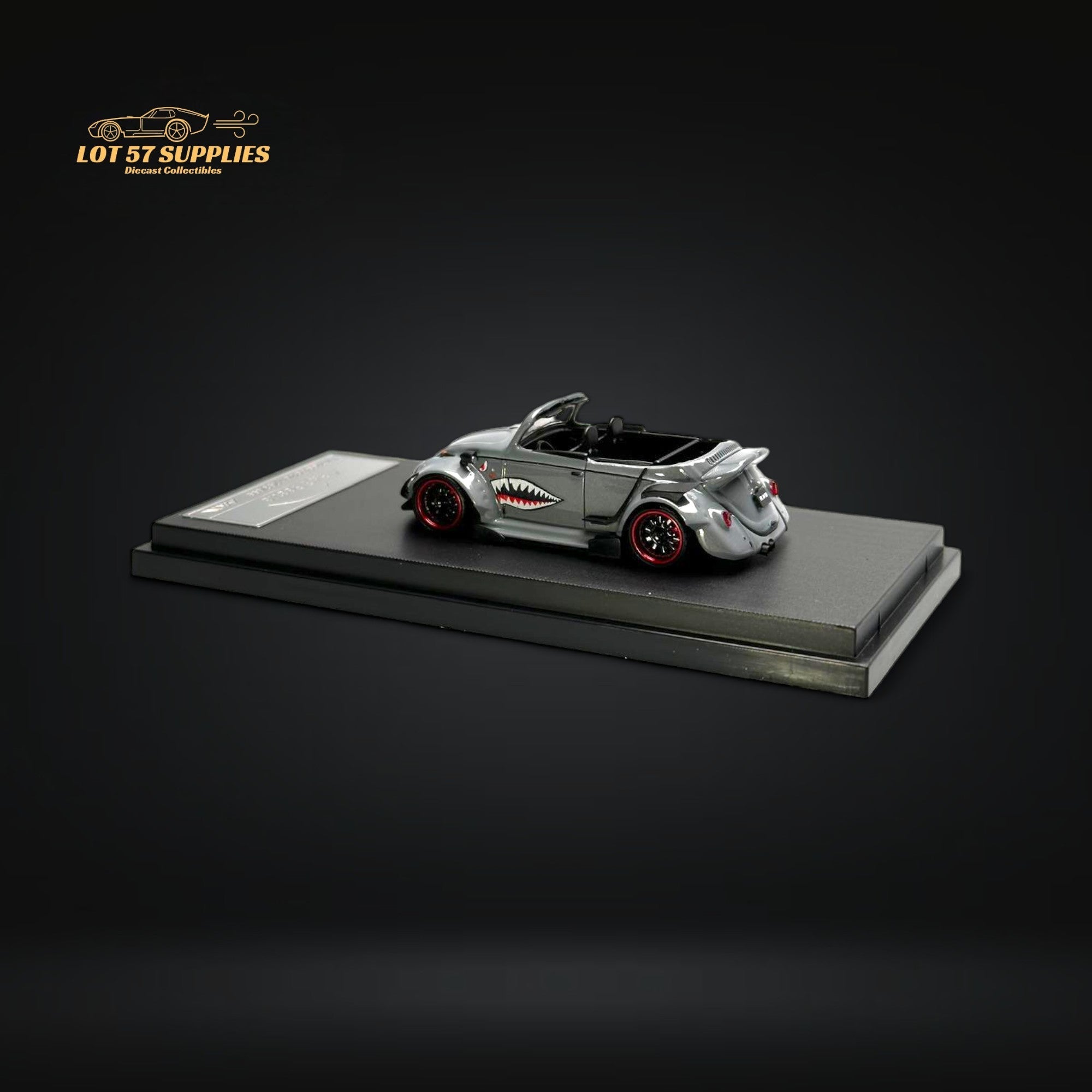 HKM Model VW Beetle Convertible Grey Shark Mouth 1:64