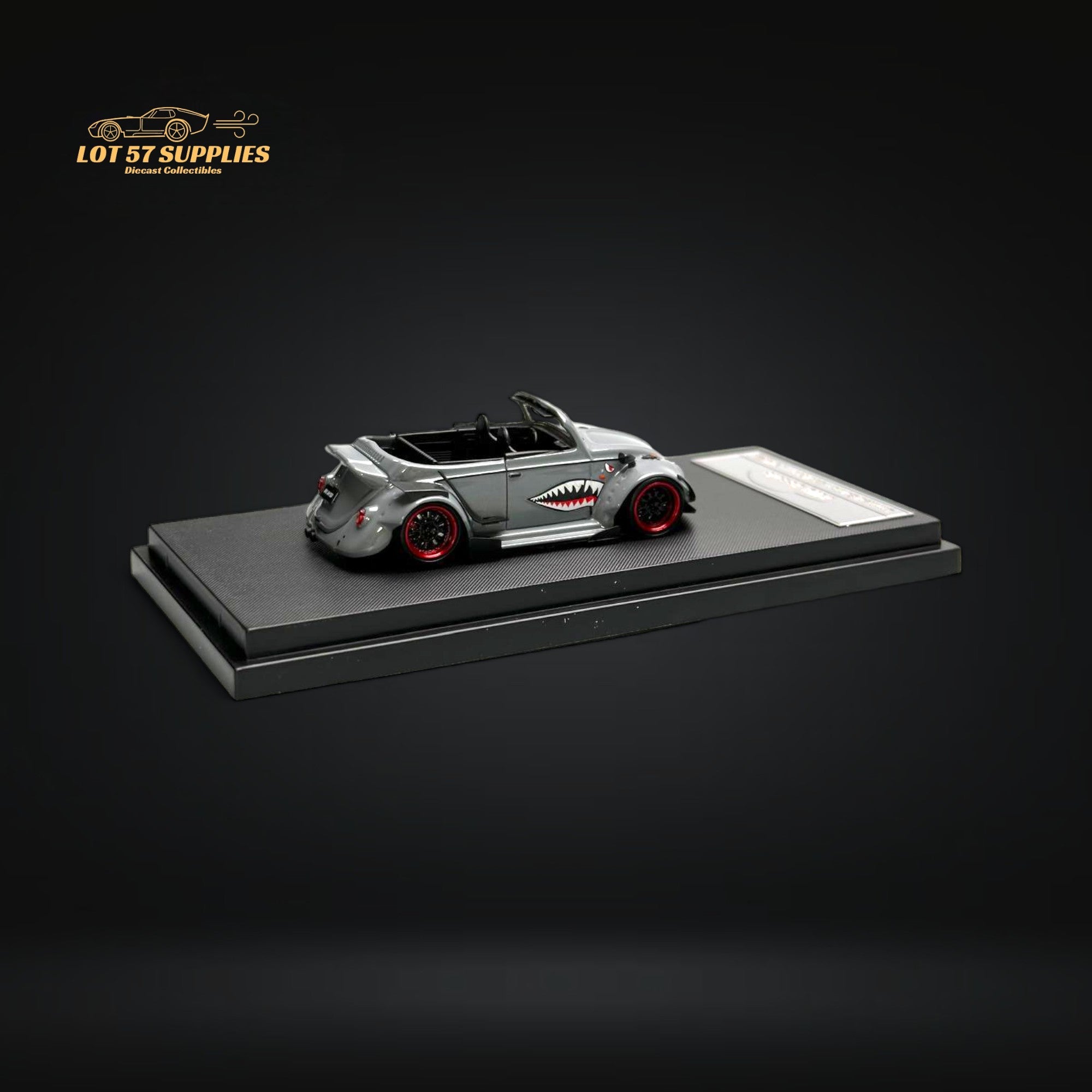 HKM Model VW Beetle Convertible Grey Shark Mouth 1:64