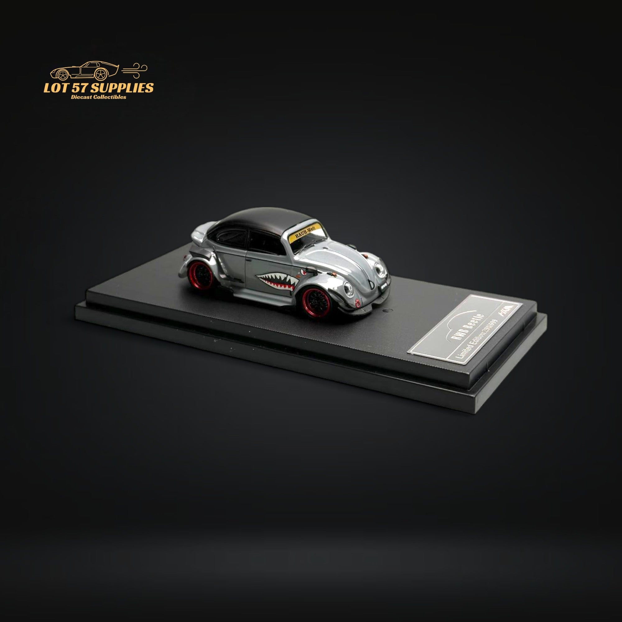 HKM Model VW Beetle Convertible Grey Shark Mouth 1:64