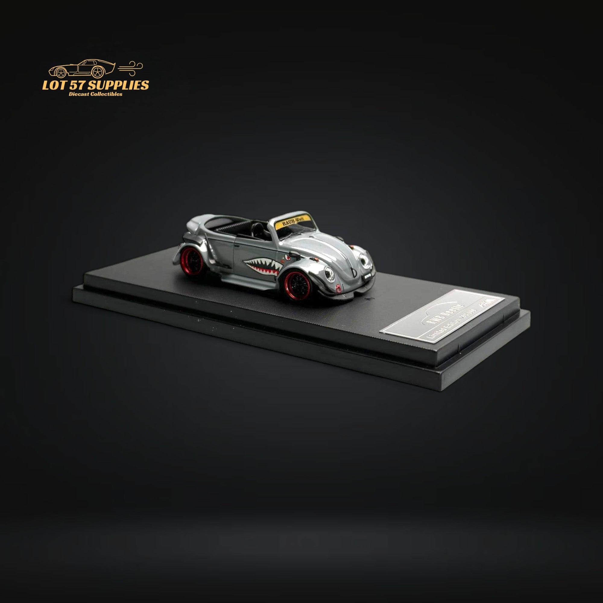HKM Model VW Beetle Convertible Grey Shark Mouth 1:64