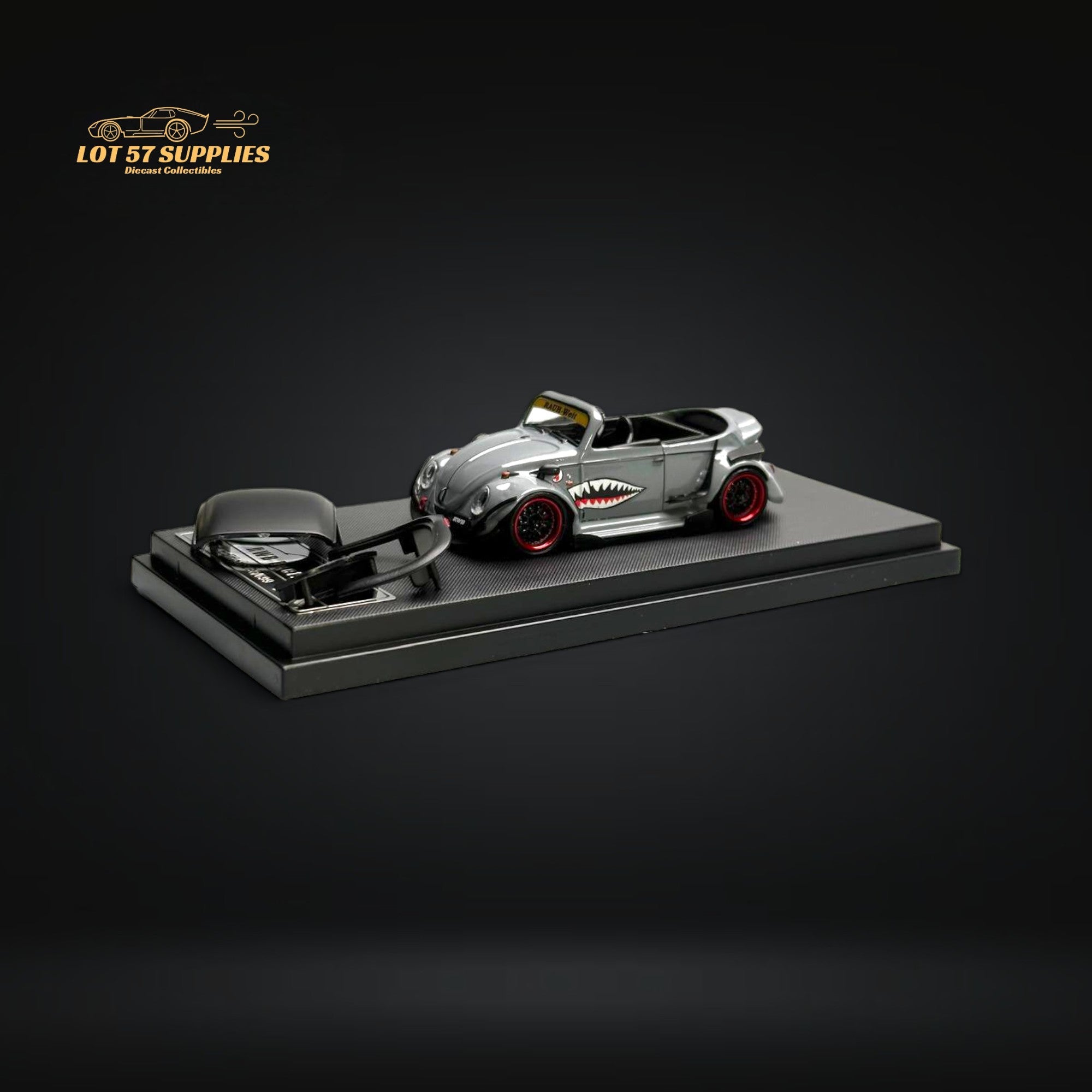 HKM Model VW Beetle Convertible Grey Shark Mouth 1:64