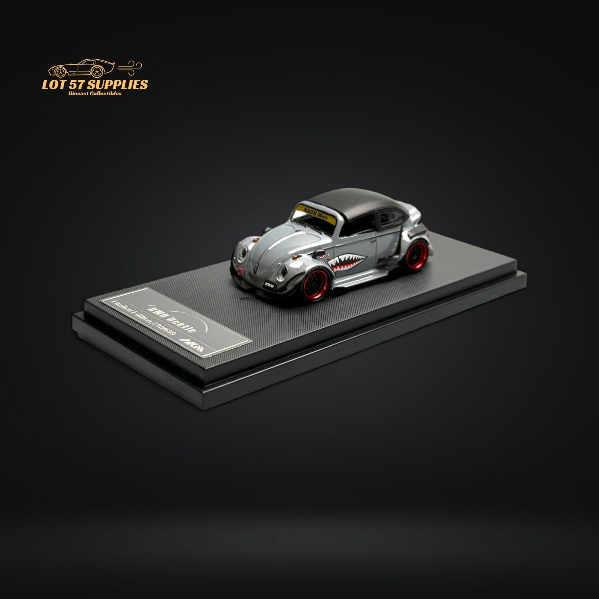 HKM Model VW Beetle Convertible Grey Shark Mouth 1:64