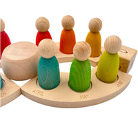 **Pre-order (Ships in 2-3 Weeks)**Wooden Perpetual Calendar with 12 Stained Rainbow Peg Figures - BIG FRENCHIES