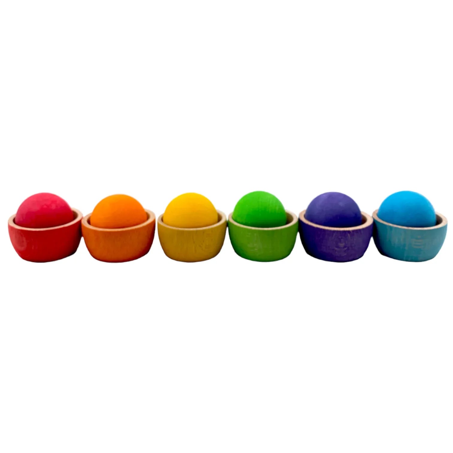 6-Piece Rainbow Wooden Bowls & Balls Set – Matching, Sorting & Open-Ended Play - BIG FRENCHIES