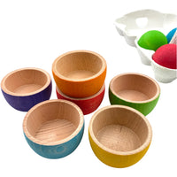 6-Piece Rainbow Wooden Bowls & Balls Set – Matching, Sorting & Open-Ended Play - BIG FRENCHIES