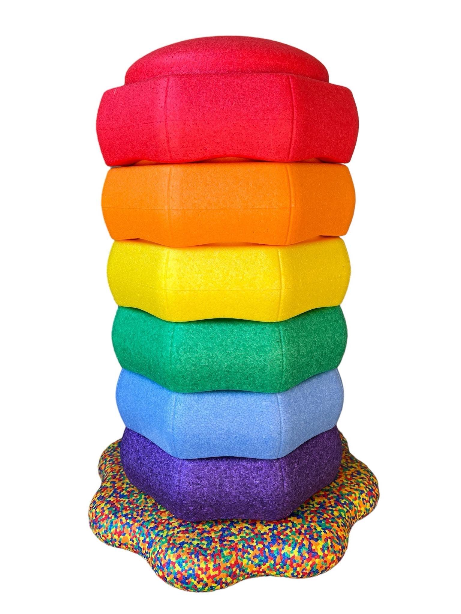 Flower-shaped Balance Board for Stepping Stones in Rainbow Confetti - BIG FRENCHIES