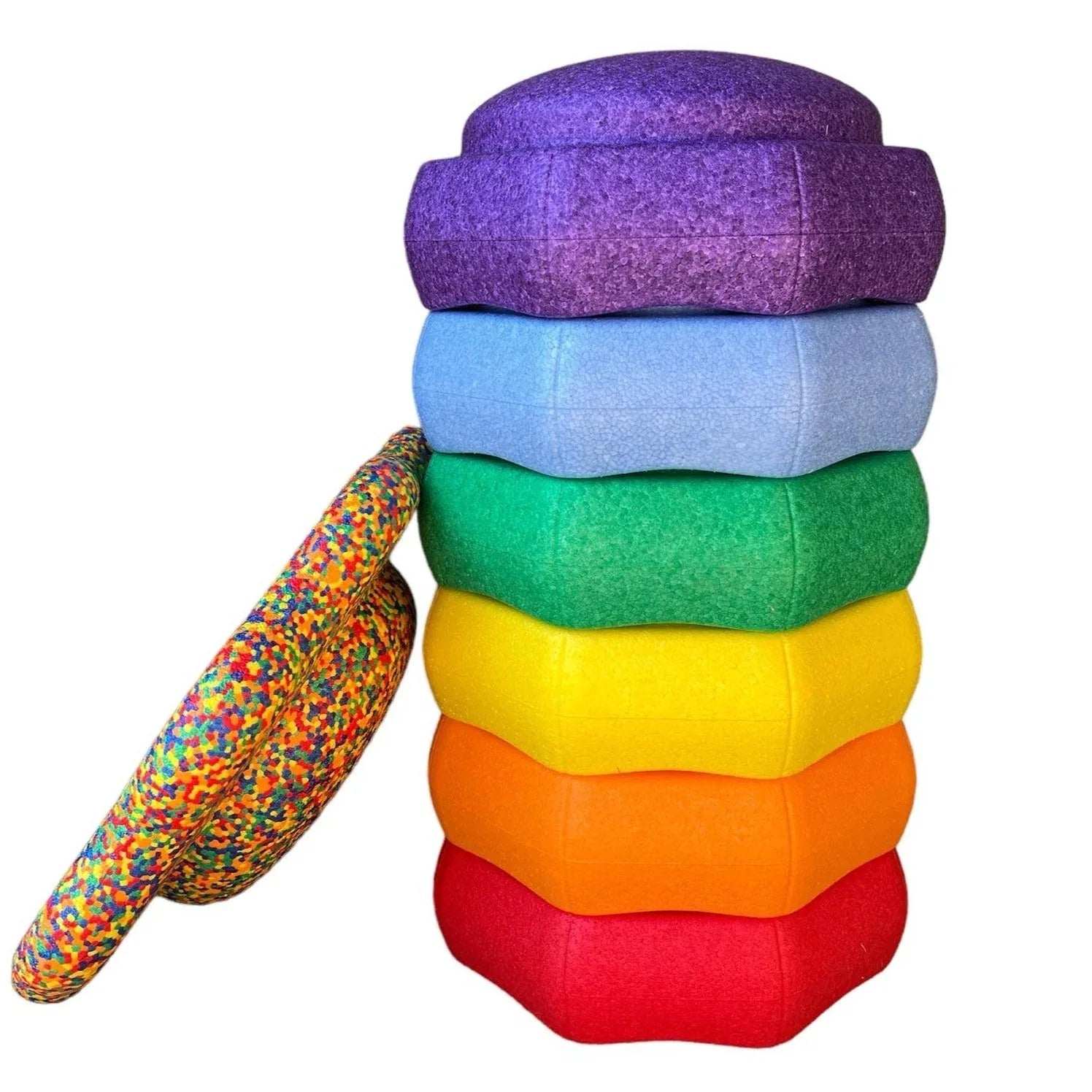 Flower-shaped Balance Board for Stepping Stones in Rainbow Confetti - BIG FRENCHIES