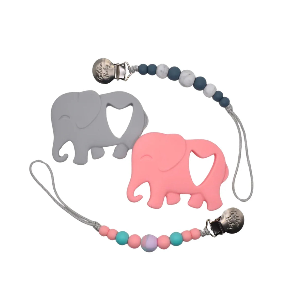 Elephant Teether Set // Pink - BIG FRENCHIES