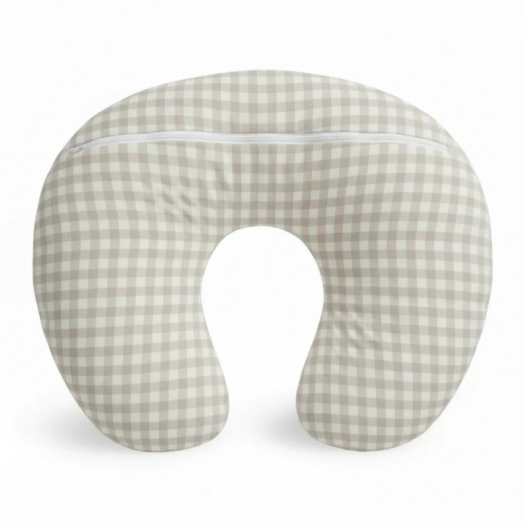 Beige Gingham Nursing Pillow Cover - BIG FRENCHIES