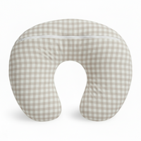 Beige Gingham Nursing Pillow Cover