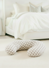 Beige Gingham Nursing Pillow Cover