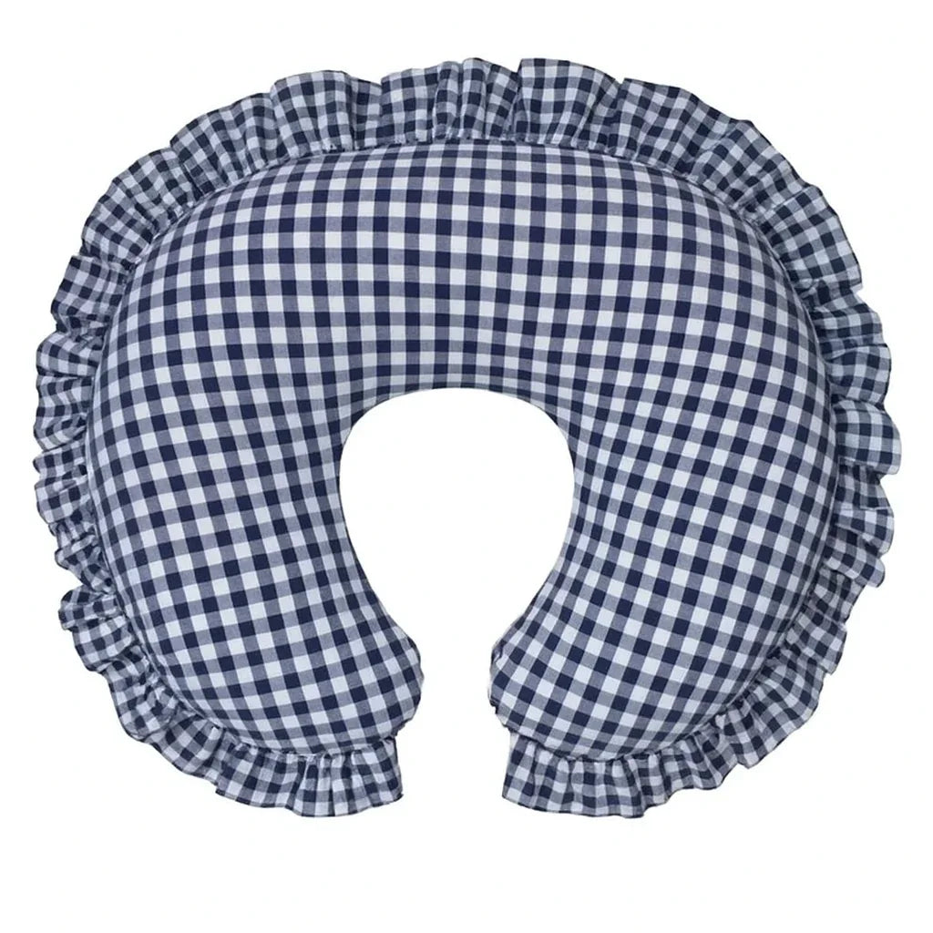 Blue Gingham Ruffle Nursing Pillow Cover - BIG FRENCHIES