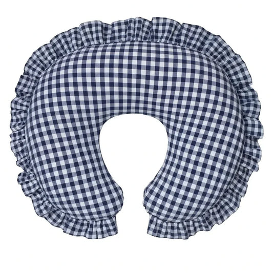 Blue Gingham Ruffle Nursing Pillow Cover - BIG FRENCHIES
