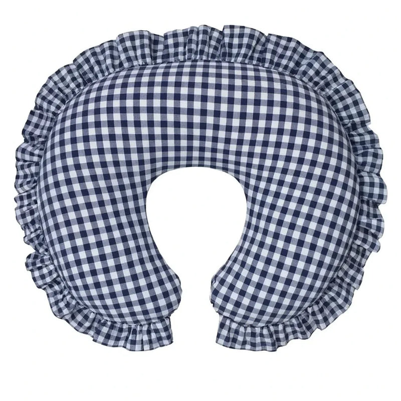 Blue Gingham Ruffle Nursing Pillow Cover - BIG FRENCHIES