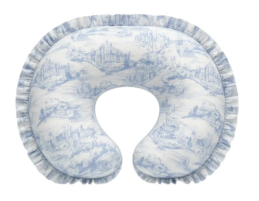 Blue Toile Ruffle Nursing Pillow Cover - BIG FRENCHIES