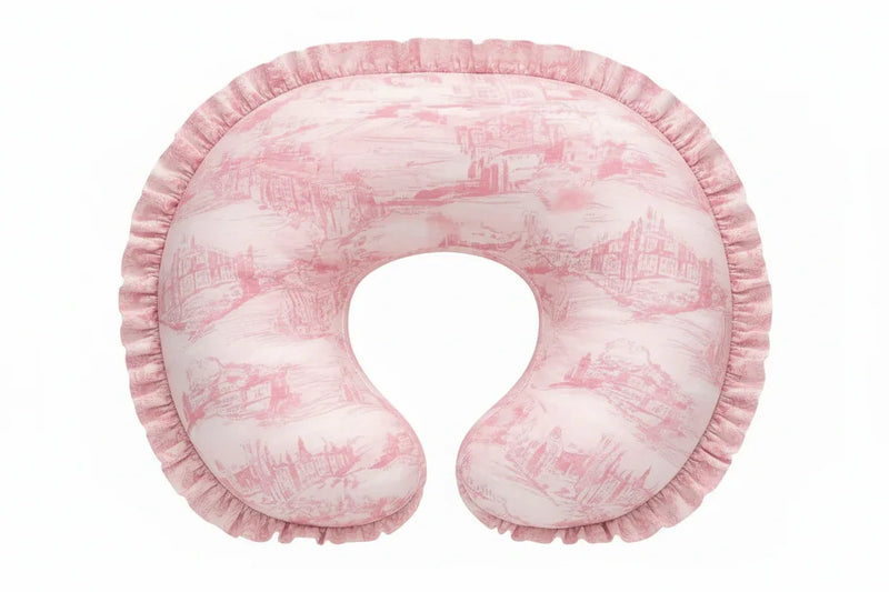 Pink Toile Ruffle Nursing Pillow Cover - BIG FRENCHIES