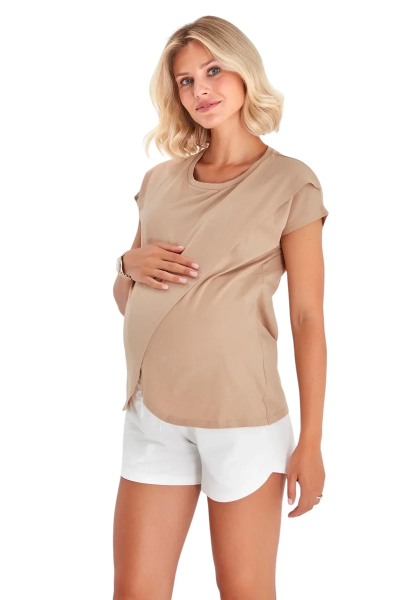 Handy Crossover Short Sleeve Cotton Maternity/Nursing Top - BIG FRENCHIES