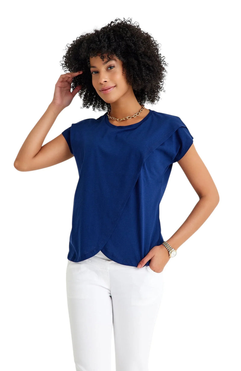 Handy Crossover Short Sleeve Cotton Maternity/Nursing Top - BIG FRENCHIES