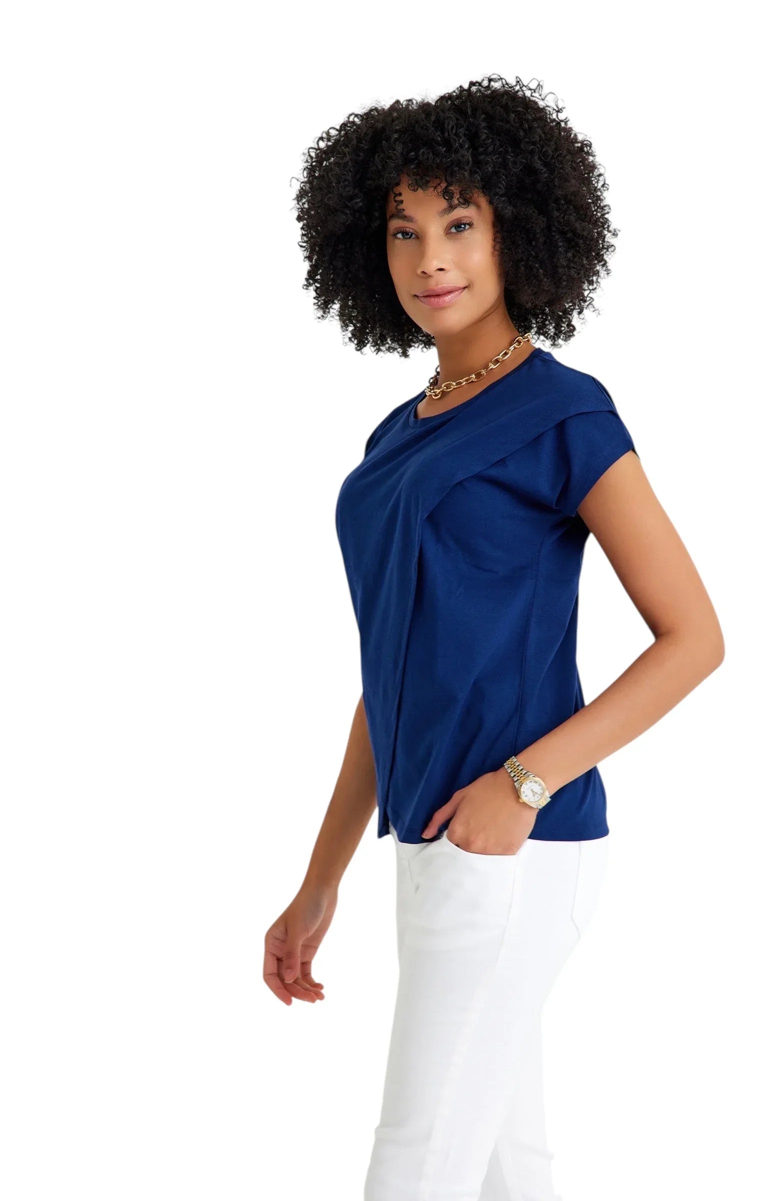 Handy Crossover Short Sleeve Cotton Maternity/Nursing Top - BIG FRENCHIES