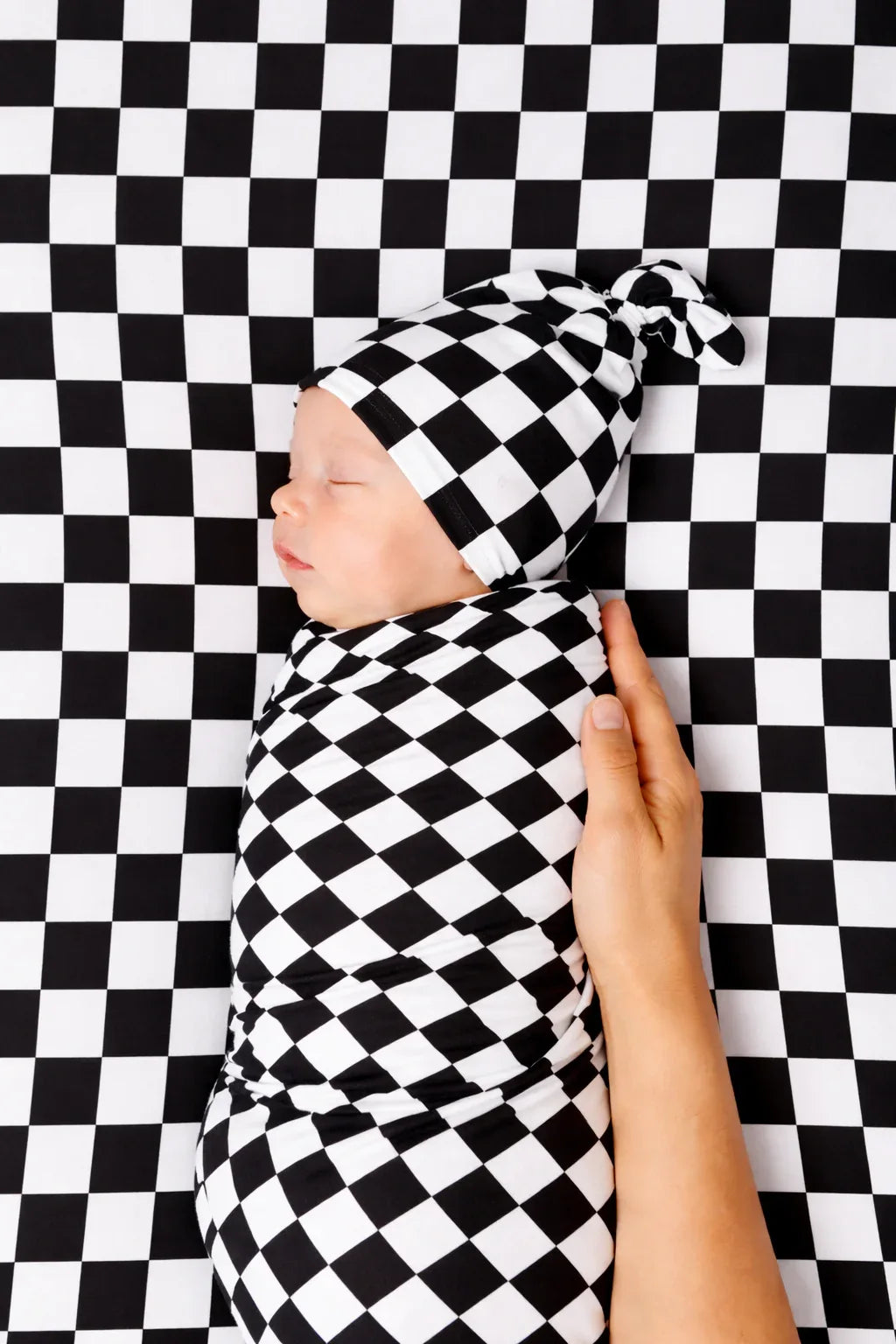 Race Black & White Checkered Stretch Swaddle - BIG FRENCHIES