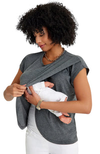 Handy Crossover Short Sleeve Cotton Maternity/Nursing Top - BIG FRENCHIES