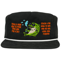 Teach a Man How To Fish Hat Custom Embroidered