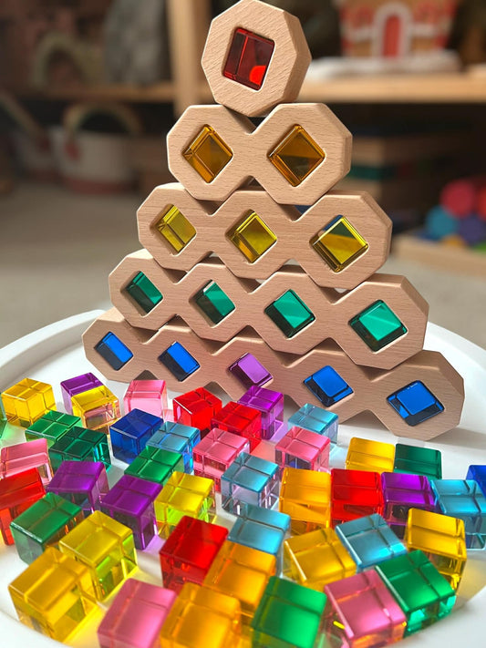 **Pre-order (Ships in 2-3 Weeks)**12-Piece Wooden Window Building Blocks Set with Storage Tray | Lucite-Compatible - BIG FRENCHIES