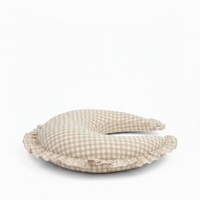 Beige Gingham Ruffle Nursing Pillow Cover