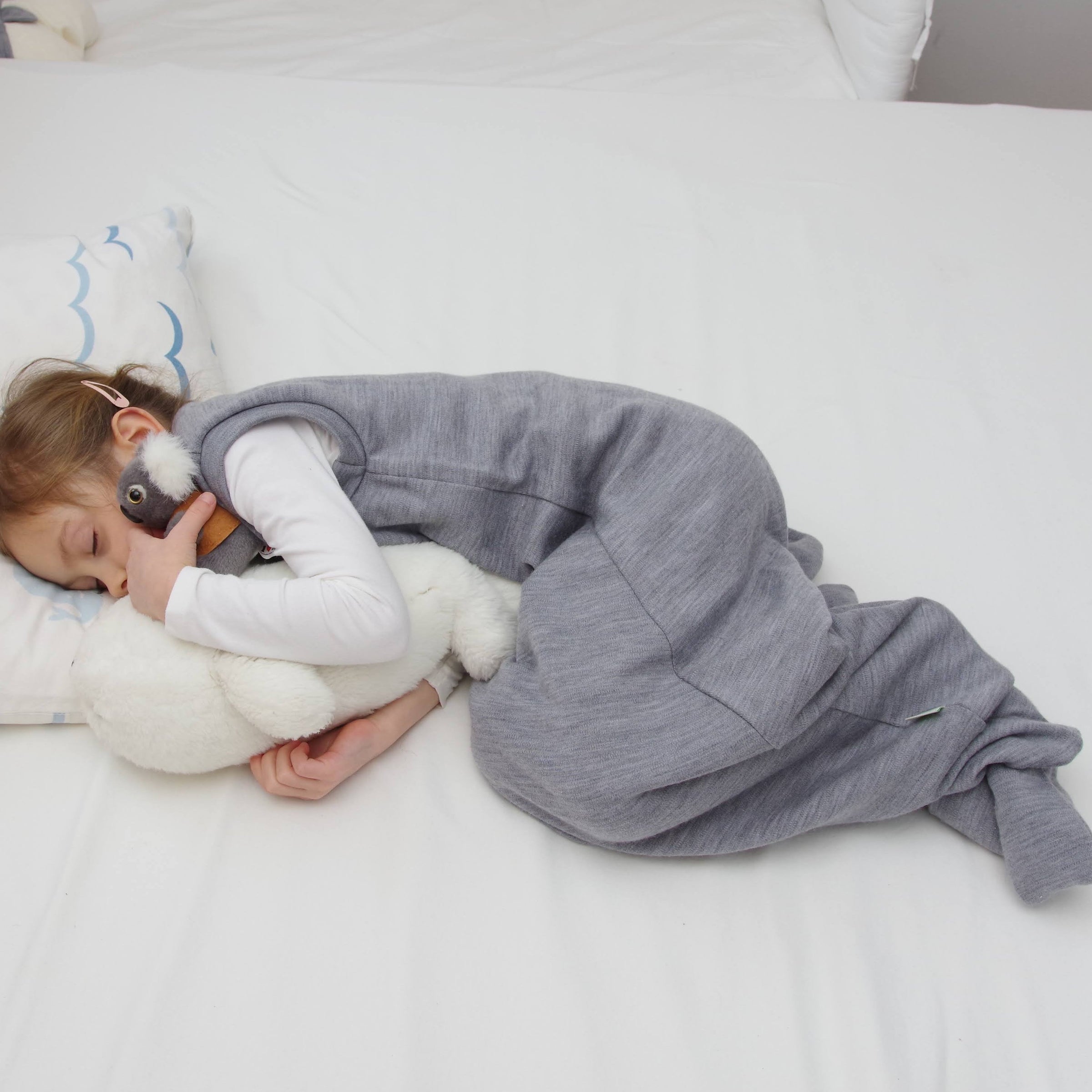 2-LAYER MERINO WOOL SLEEP SACK WITH OPEN LEGS - silver gray
