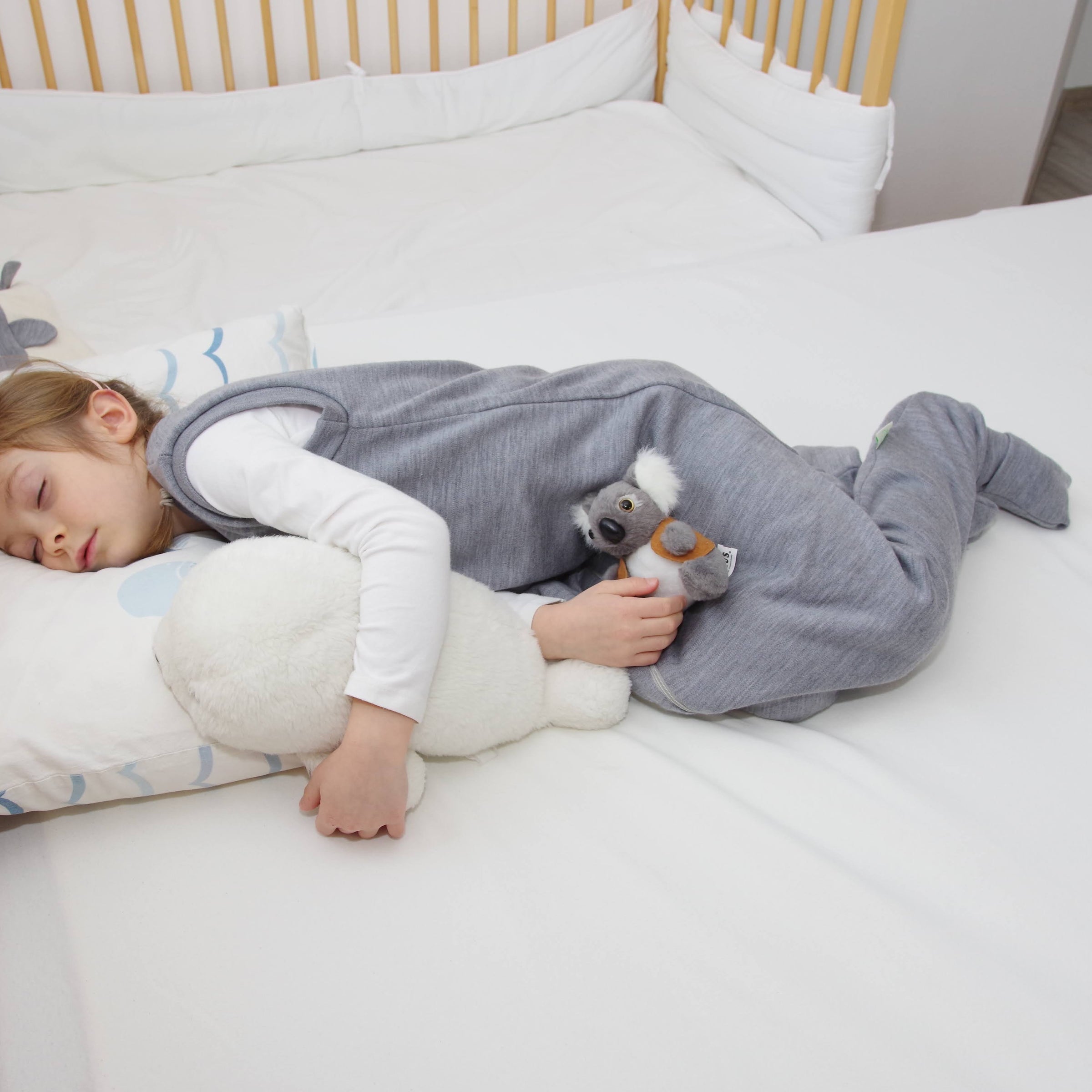 2-LAYER MERINO WOOL SLEEP SACK WITH OPEN LEGS - silver gray