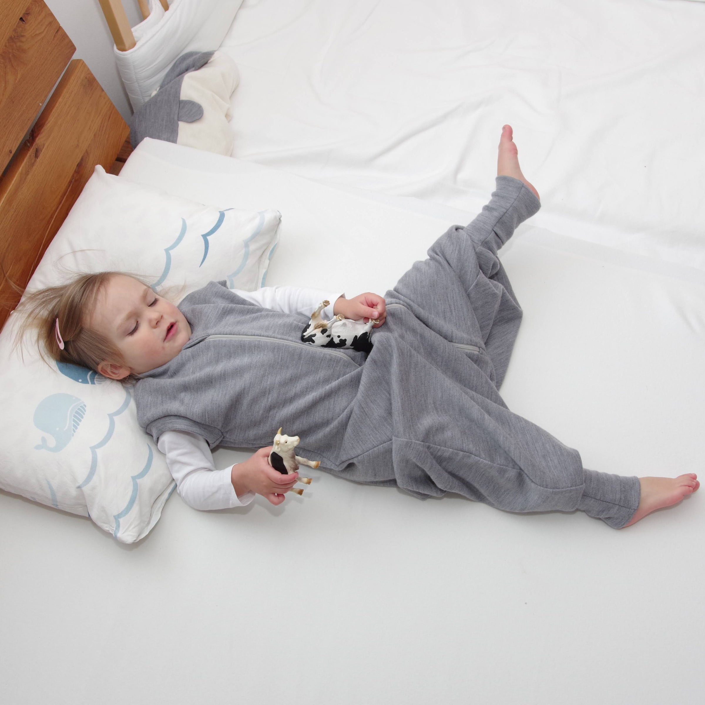 2-LAYER MERINO WOOL SLEEP SACK WITH OPEN LEGS - silver gray