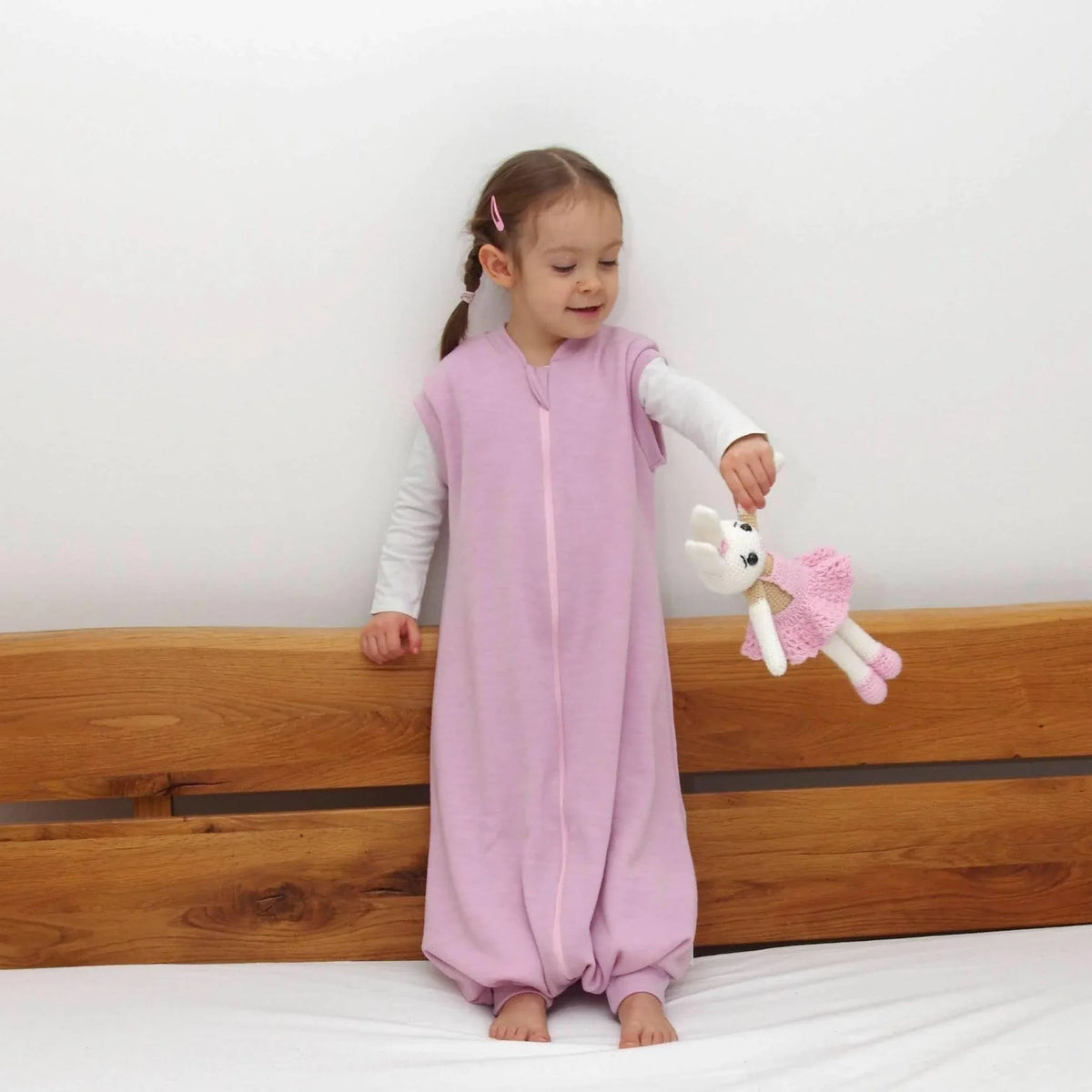 2-LAYER MERINO WOOL SLEEP SACK WITH OPEN LEGS - rose pink - BIG FRENCHIES