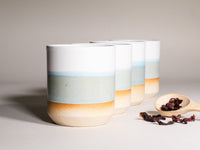 Smoothie Cup Light Blue White 14 oz Stoneware