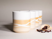 Smoothie Cup White w/Trailing 14 oz Stoneware