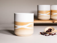 Smoothie Cup White w/Trailing 14 oz Stoneware