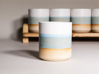 Smoothie Cup Light Blue White 14 oz Stoneware