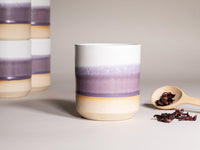 Smoothie Cup Purple White 14 oz Stoneware