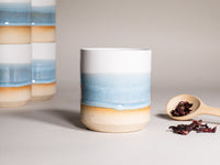 Smoothie Cup Ice Blue White 14 oz Stoneware