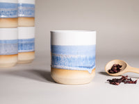 Smoothie Cup Blue Purple White 14 oz Stoneware