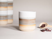 Smoothie Cup Brown Blue White 14 oz Stoneware