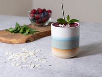 Smoothie Cup Light Blue White 14 oz Stoneware