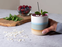 Smoothie Cup Light Blue White 14 oz Stoneware