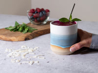 Smoothie Cup Ice Blue White 14 oz Stoneware
